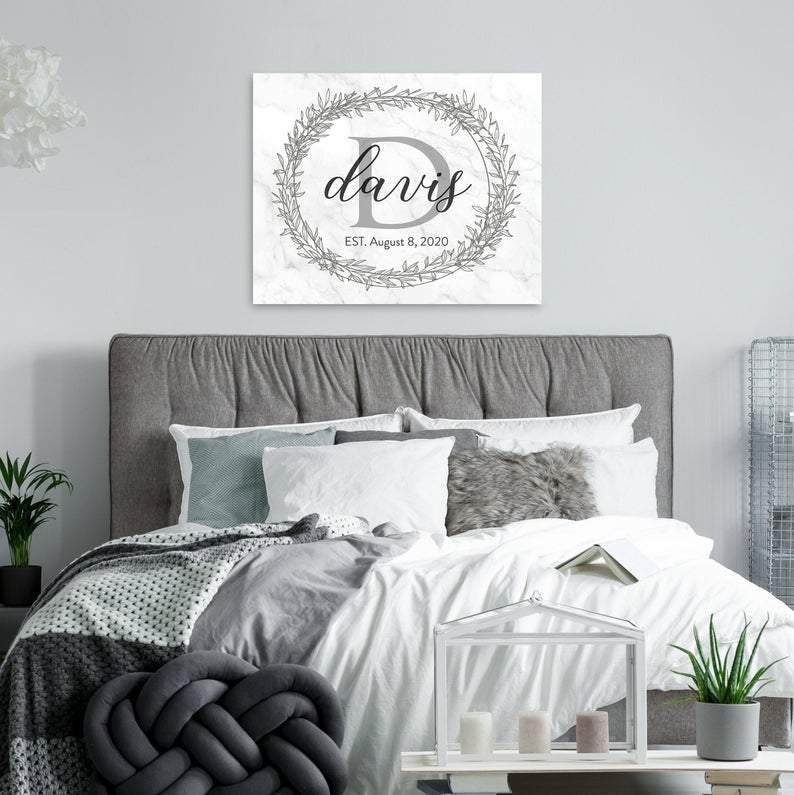 Family Monogram • Last Name Sign • Personalized Year Established Sign • Premium Canvas, Poster