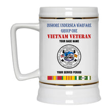 Load image into Gallery viewer, INSHORE UNDERSEA WARFARE GROUP BEER STEIN 22oz GOLD TRIM BEER STEIN