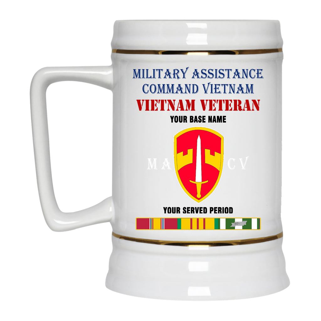 MILITARY ASSISTANCE COMMAND VIETNAM BEER STEIN 22oz GOLD TRIM BEER STEIN