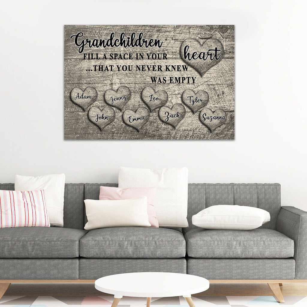 PERSONALIZED "GRANDCHILDREN FILL A SPACE IN YOUR HEART" PREMIUM CANVAS, POSTER
