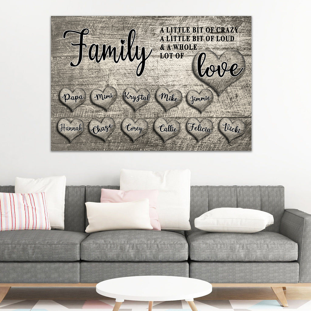 "Family - A Little bit of Crazy ...." - PERSONALIZED PREMIUM CANVAS, POSTER