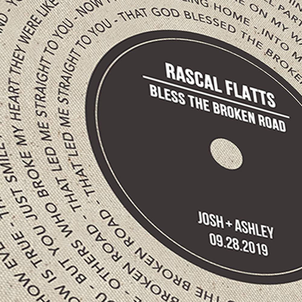 Vinyl Record Song Lyrics - Anniversary Gift - Premium Canvas, Poster