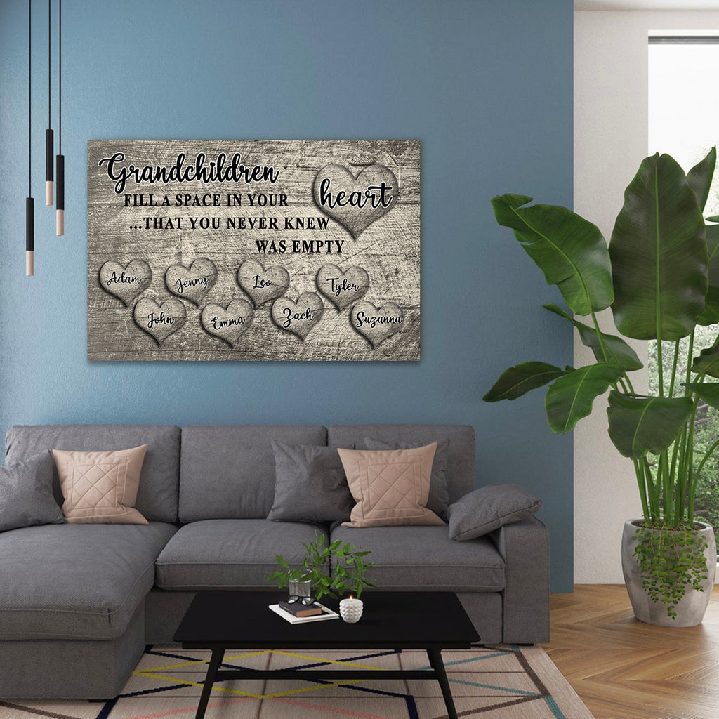 PERSONALIZED "GRANDCHILDREN FILL A SPACE IN YOUR HEART" PREMIUM CANVAS, POSTER