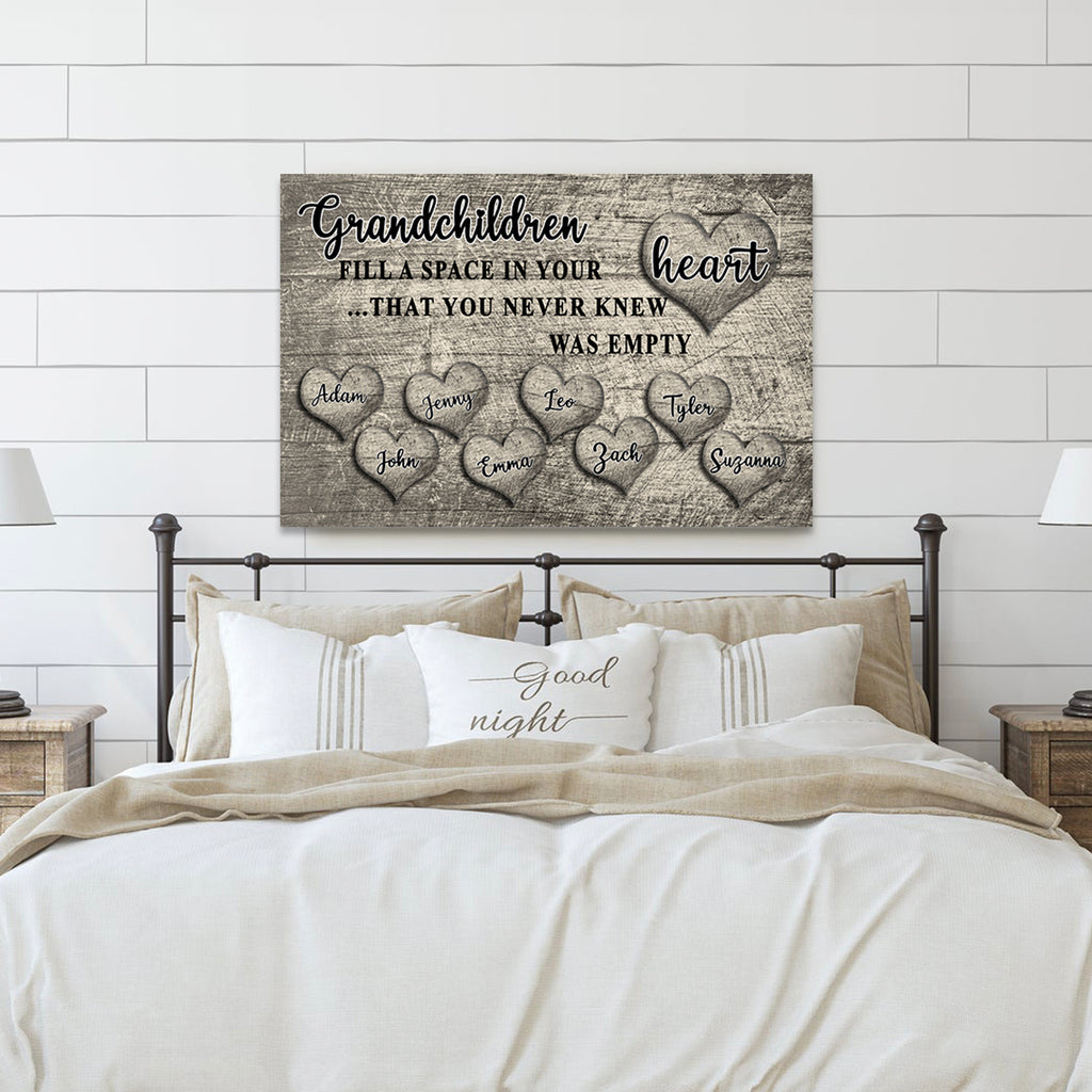 PERSONALIZED "GRANDCHILDREN FILL A SPACE IN YOUR HEART" PREMIUM CANVAS, POSTER