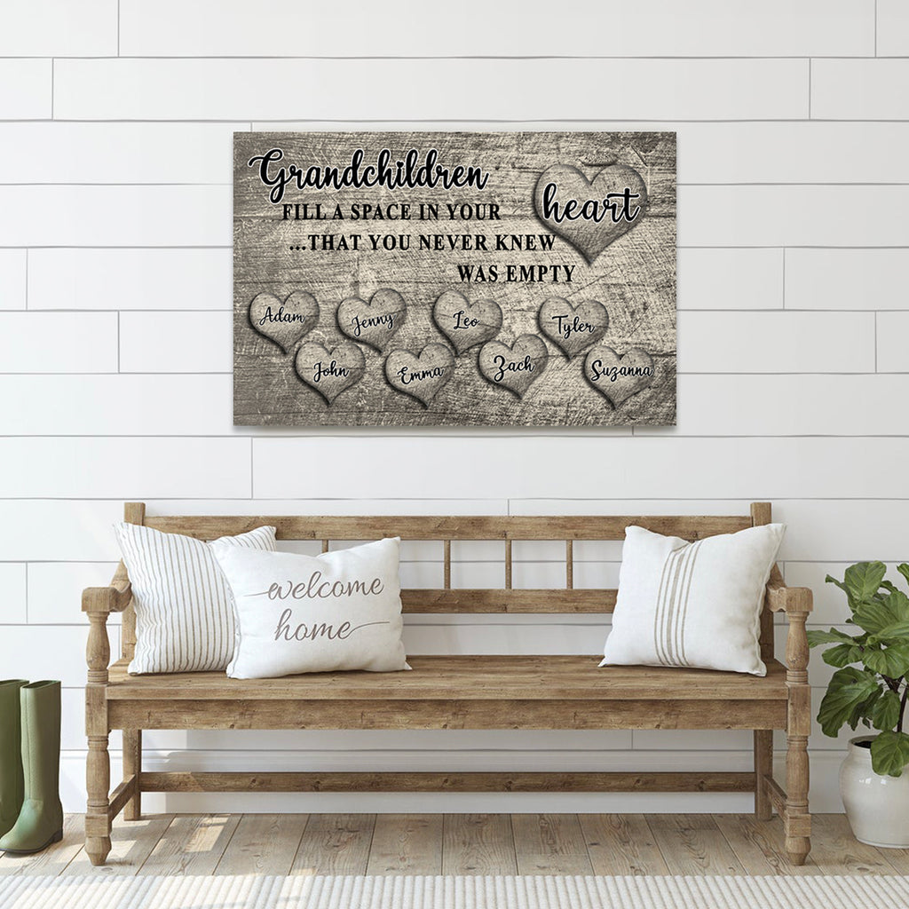 PERSONALIZED "GRANDCHILDREN FILL A SPACE IN YOUR HEART" PREMIUM CANVAS, POSTER