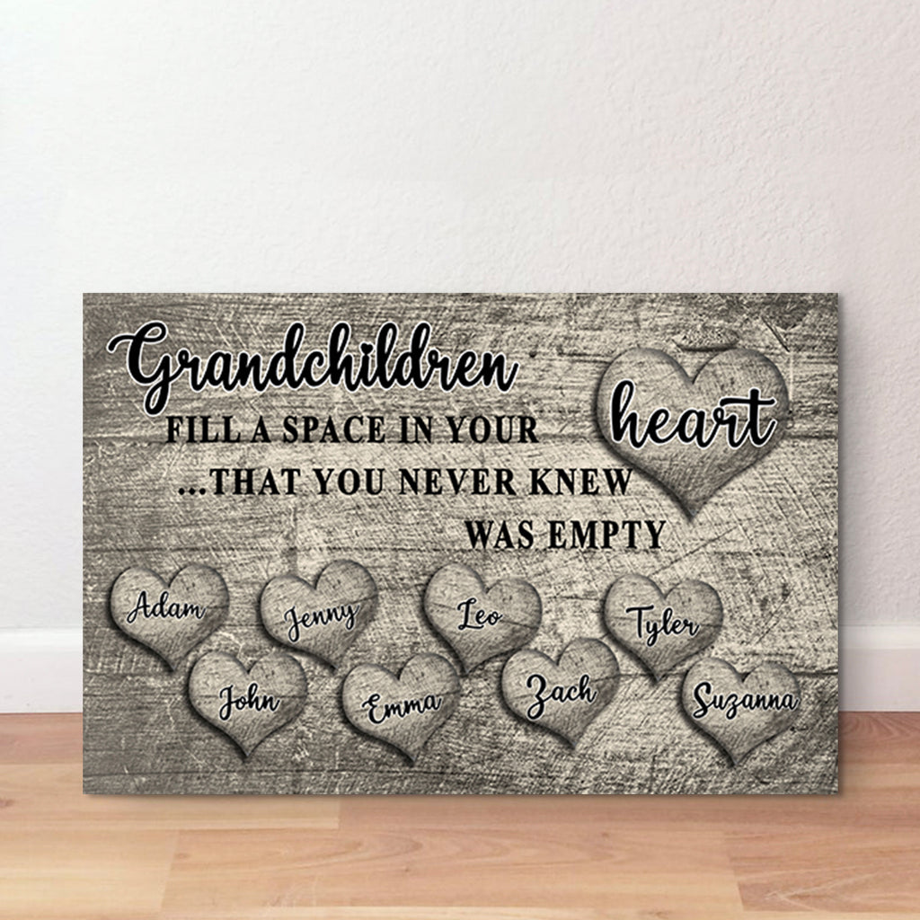 PERSONALIZED "GRANDCHILDREN FILL A SPACE IN YOUR HEART" PREMIUM CANVAS, POSTER