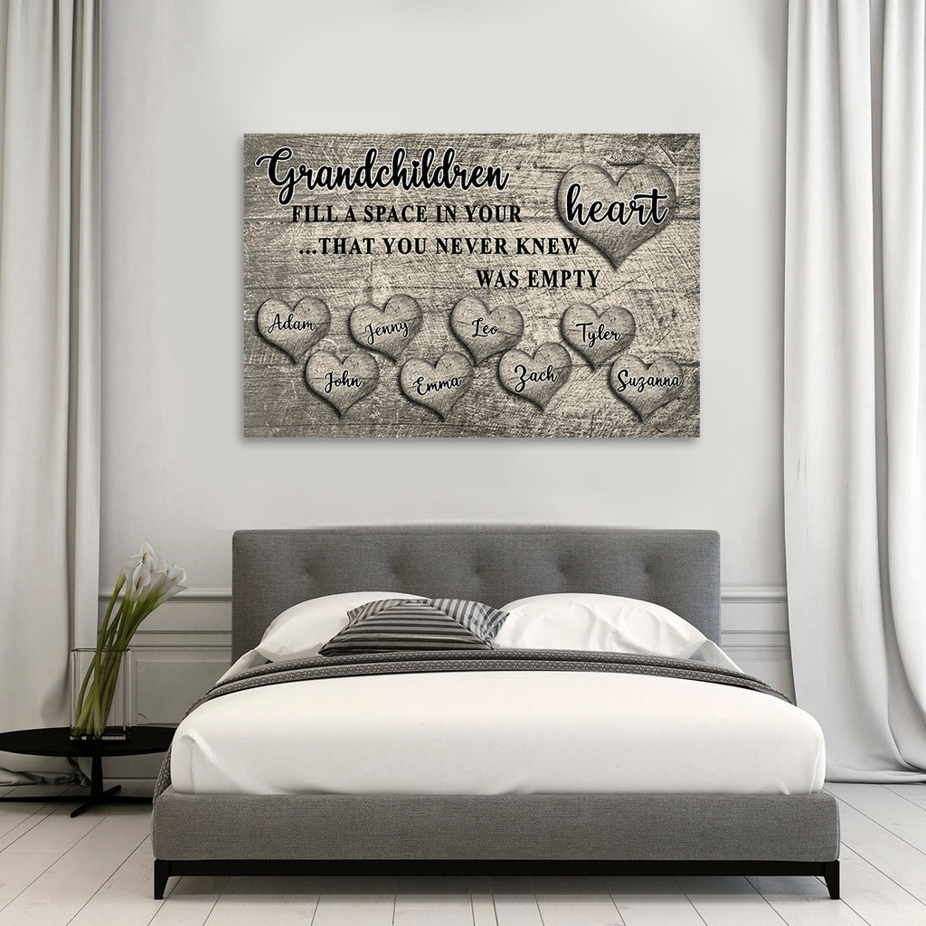 PERSONALIZED "GRANDCHILDREN FILL A SPACE IN YOUR HEART" PREMIUM CANVAS, POSTER