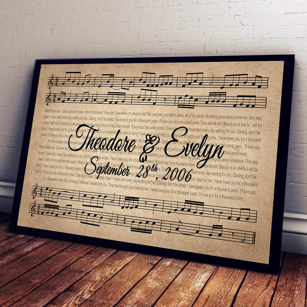 Custom Names, Wedding Song/First Dance & Date - Premium Canvas, Poster