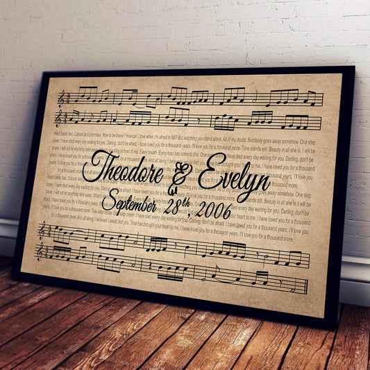 Custom Names, Wedding Song/First Dance & Date - Premium Canvas, Poster