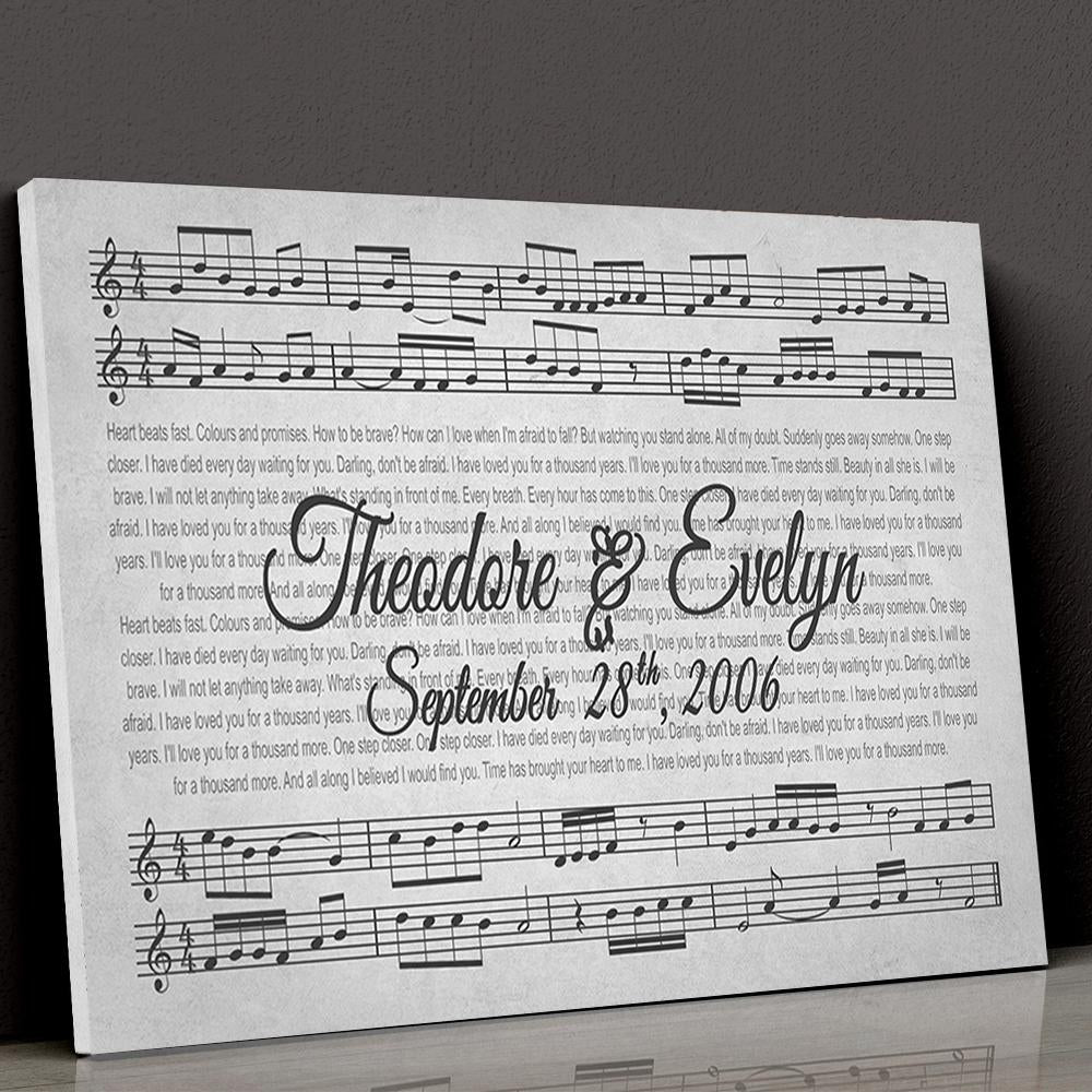 Custom Names, Wedding Song/First Dance & Date - Premium Canvas, Poster