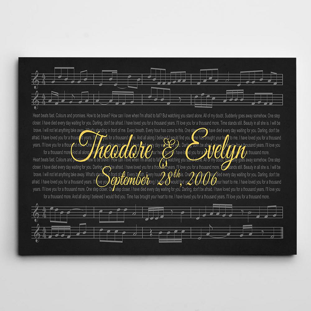Custom Names, Wedding Song/First Dance & Date - Premium Canvas, Poster