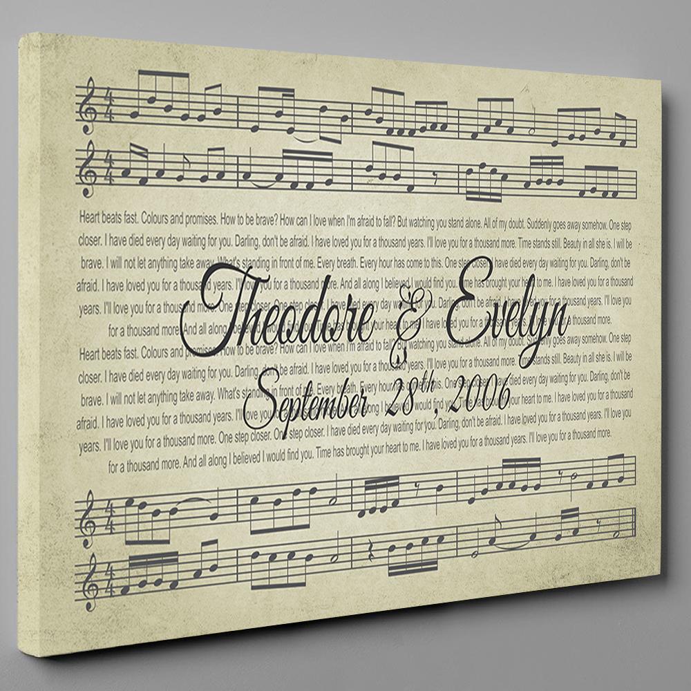 Custom Names, Wedding Song/First Dance & Date - Premium Canvas, Poster