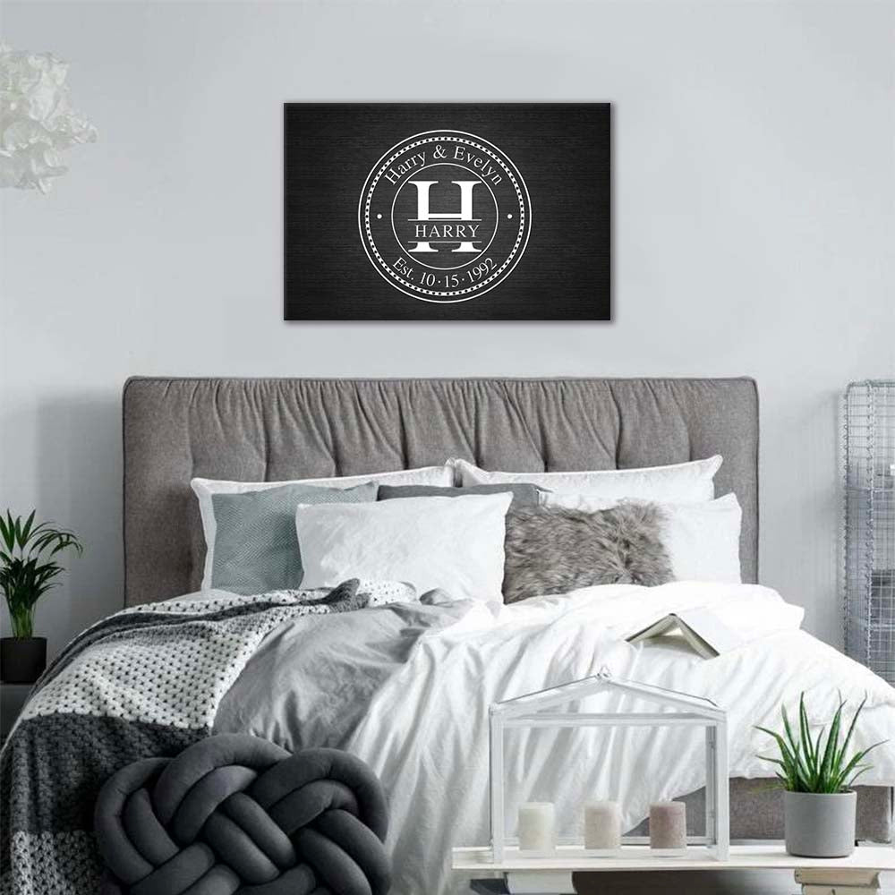 Family Monogram • Last Name Sign • Personalized Year Established Sign • Premium Canvas, Poster