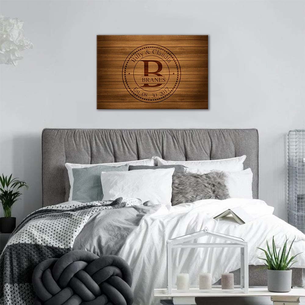 Family Monogram • Last Name Sign • Personalized Year Established Sign • Premium Canvas, Poster