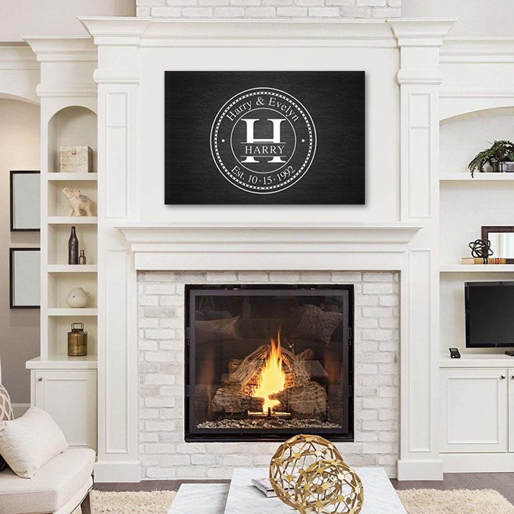 Family Monogram • Last Name Sign • Personalized Year Established Sign • Premium Canvas, Poster