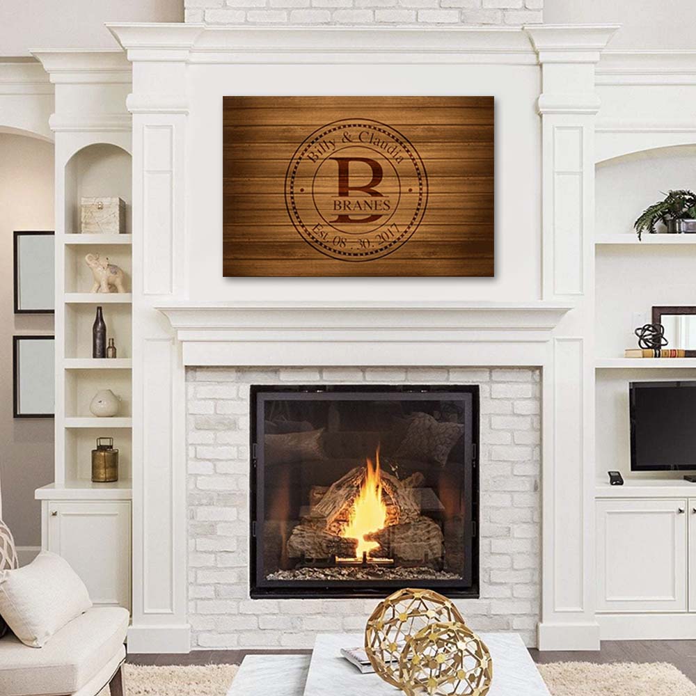 Family Monogram • Last Name Sign • Personalized Year Established Sign • Premium Canvas, Poster