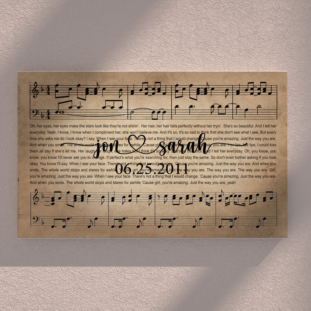 Personalized Names, First Dance/Wedding Song & Date - Premium Canvas, Poster