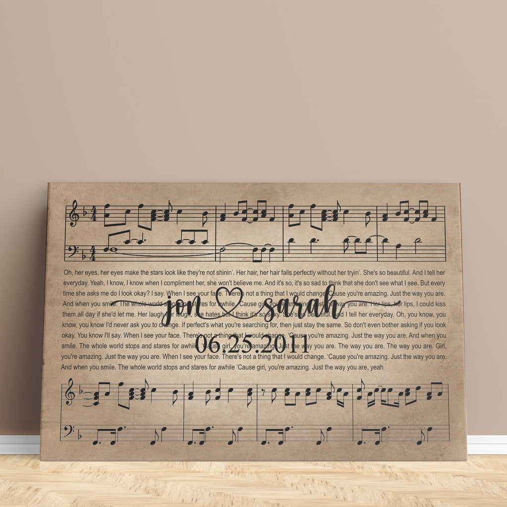 Personalized Names, First Dance/Wedding Song & Date - Premium Canvas, Poster