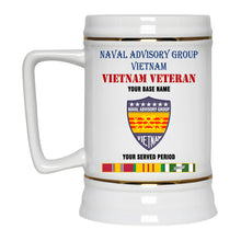 Load image into Gallery viewer, NAVAL ADVISORY GROUP VIETNAM BEER STEIN 22oz GOLD TRIM BEER STEIN