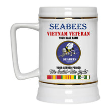 Load image into Gallery viewer, NAVY SEABEES BEER STEIN 22oz GOLD TRIM BEER STEIN