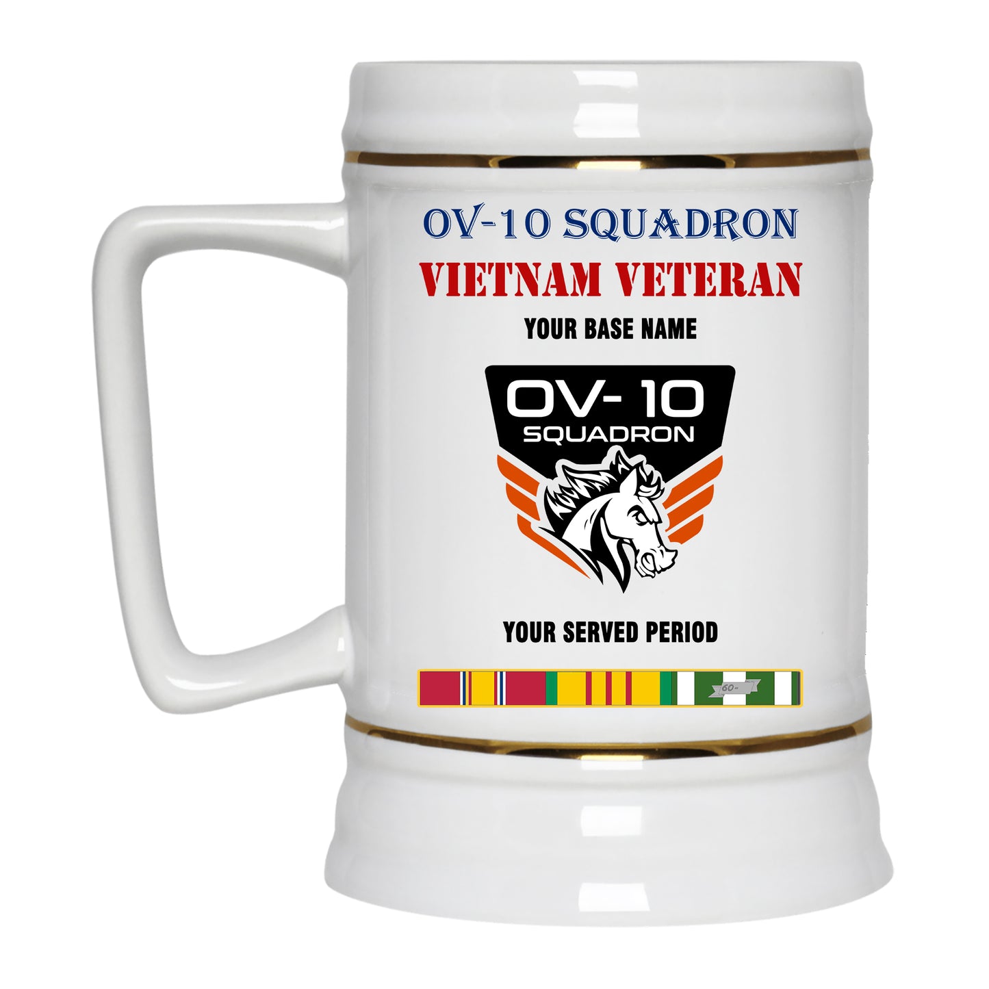 OV 10 SQUADRON BEER STEIN 22oz GOLD TRIM BEER STEIN