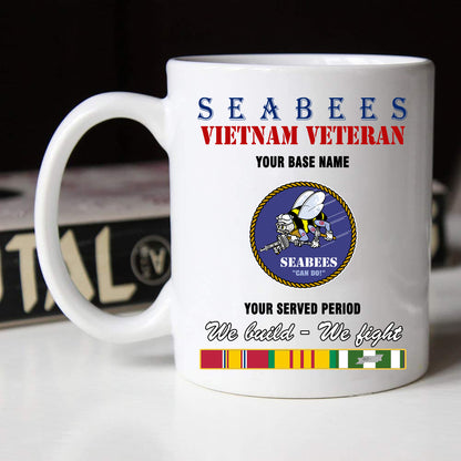 SEABEES BLACK WHITE 11oz 15oz COFFEE MUG