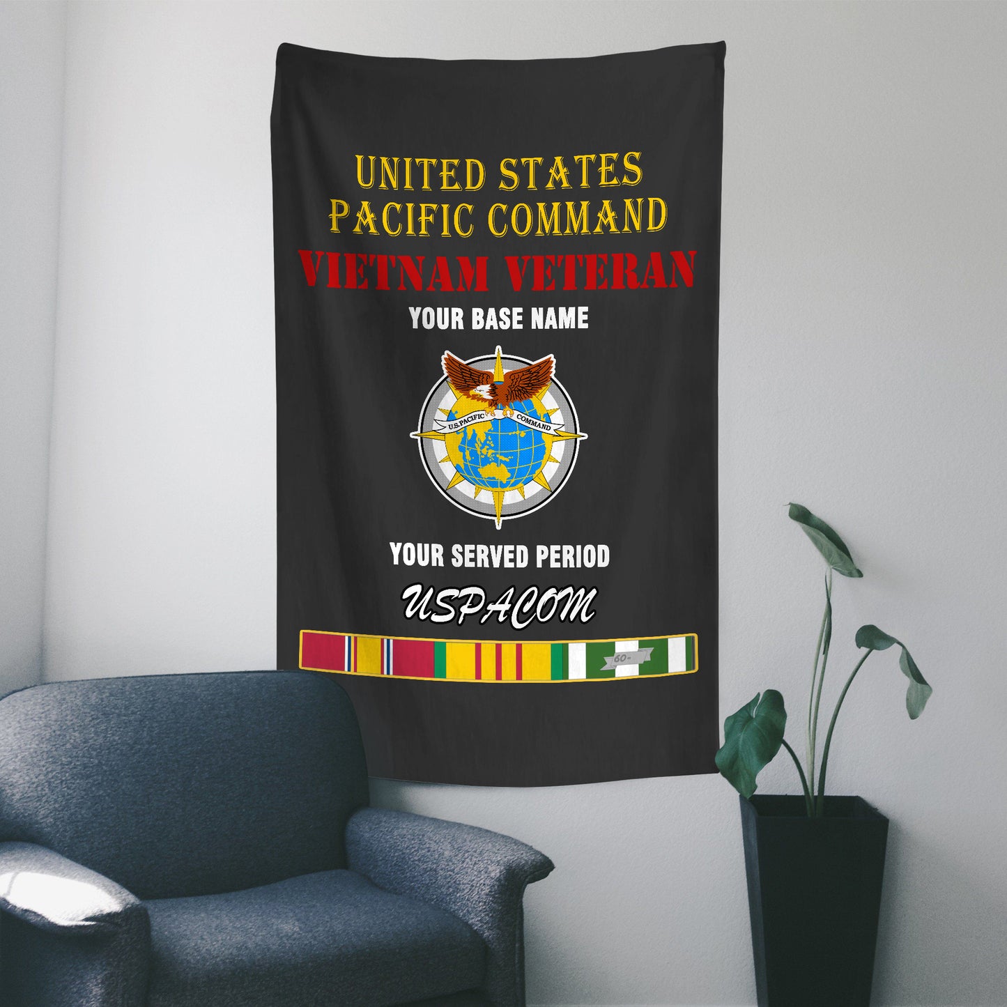 UNITED STATES PACIFIC COMMAND WALL FLAG VERTICAL HORIZONTAL 36 x 60 INCHES WALL FLAG