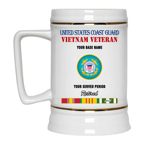 US COAST GUARD RETIRED BEER STEIN 22oz GOLD TRIM BEER STEIN