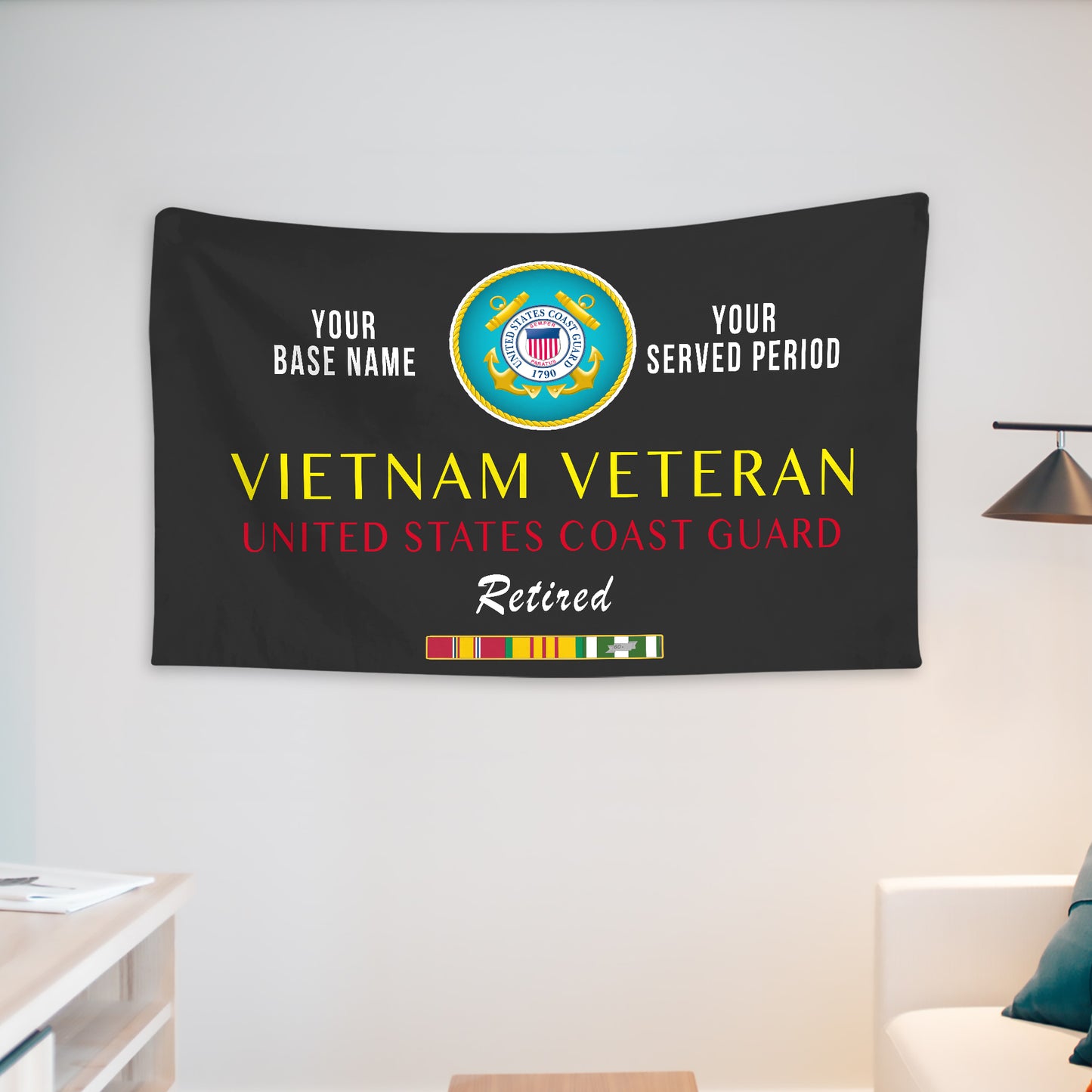 US COAST GUARD RETIRED WALL FLAG VERTICAL HORIZONTAL 36 x 60 INCHES WALL FLAG