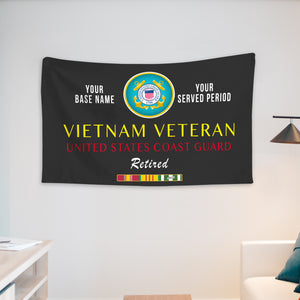 US COAST GUARD RETIRED WALL FLAG VERTICAL HORIZONTAL 36 x 60 INCHES WALL FLAG