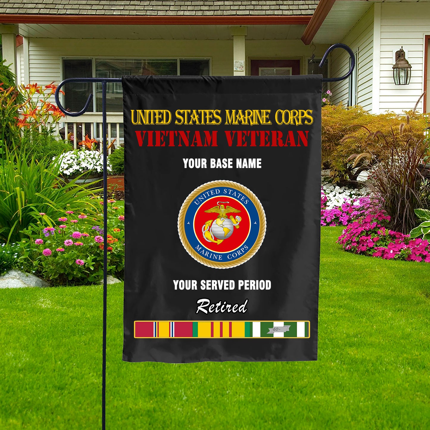 US MARINE CORPS RETIRED DOUBLE-SIDED PRINTED 12"x18" GARDEN FLAG