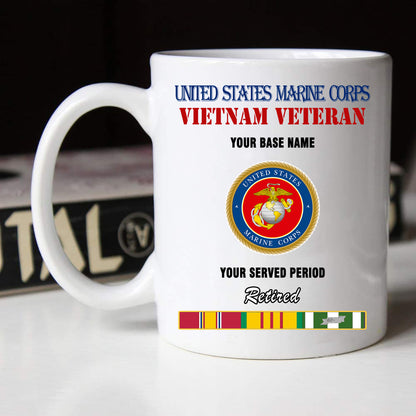 US MARINE CORPS RETIRED BLACK WHITE 11oz 15oz COFFEE MUG
