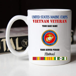 US MARINE CORPS RETIRED BLACK WHITE 11oz 15oz COFFEE MUG