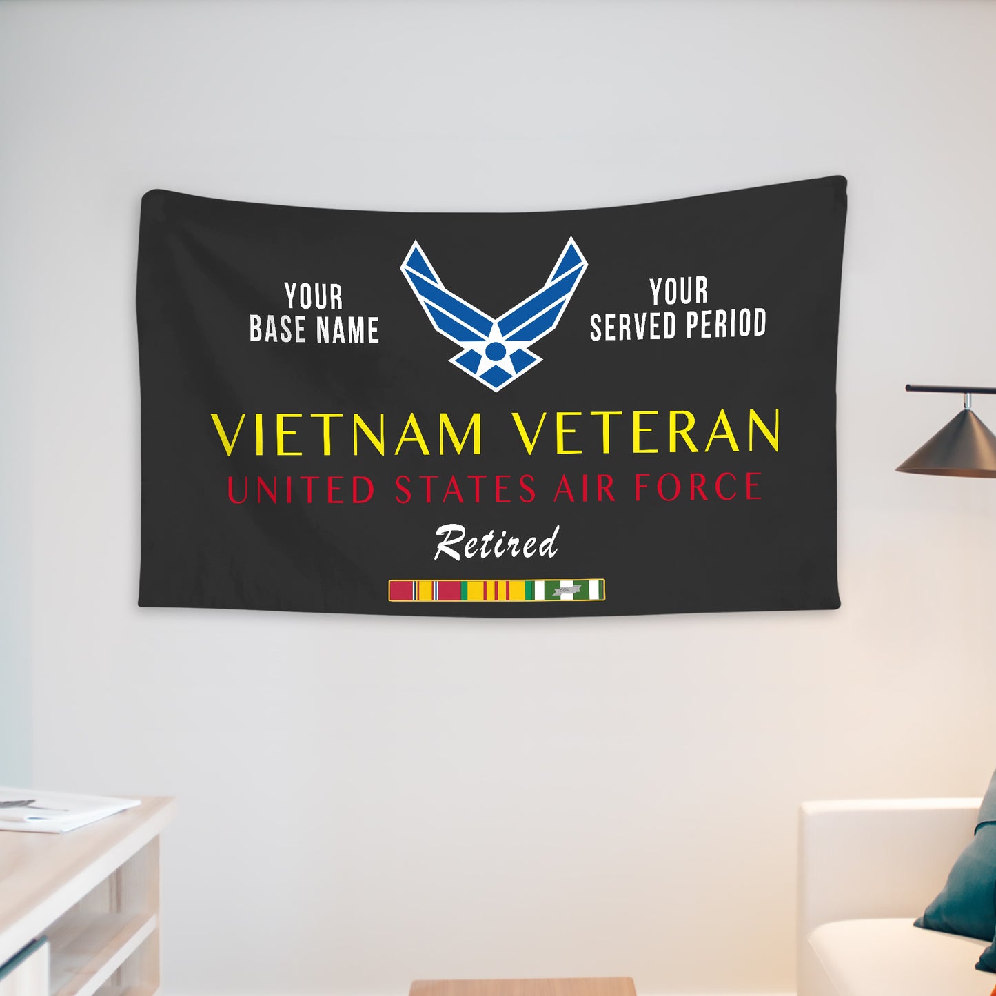 USAF RETIRED WALL FLAG VERTICAL HORIZONTAL 36 x 60 INCHES WALL FLAG