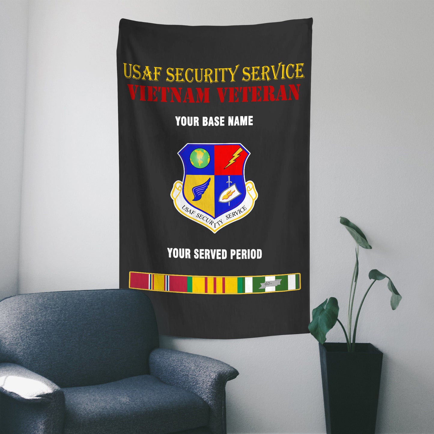 USAF SECURITY SERVICE WALL FLAG VERTICAL HORIZONTAL 36 x 60 INCHES WALL FLAG