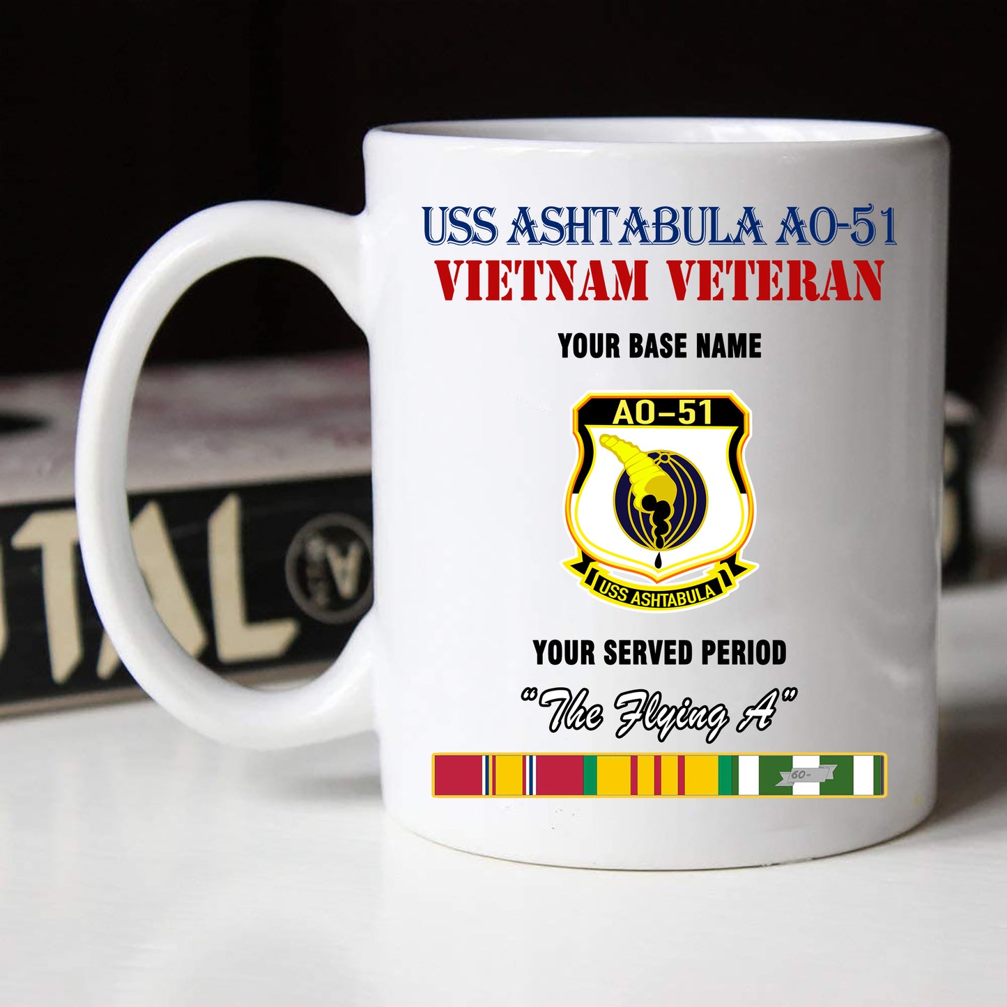 USS ASHTABULA A0 51 BLACK WHITE 11oz 15oz COFFEE MUG