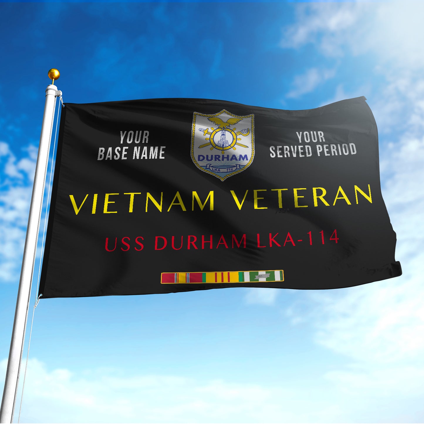 USS DURHAM LKA 114 FLAG DOUBLE-SIDED PRINTED 30"x40" FLAG