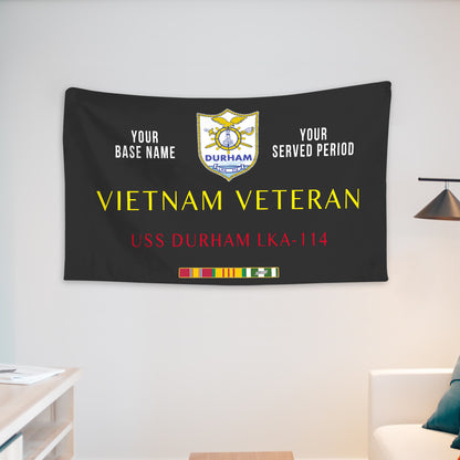 USS DURHAM LKA 114 WALL FLAG VERTICAL HORIZONTAL 36 x 60 INCHES WALL FLAG
