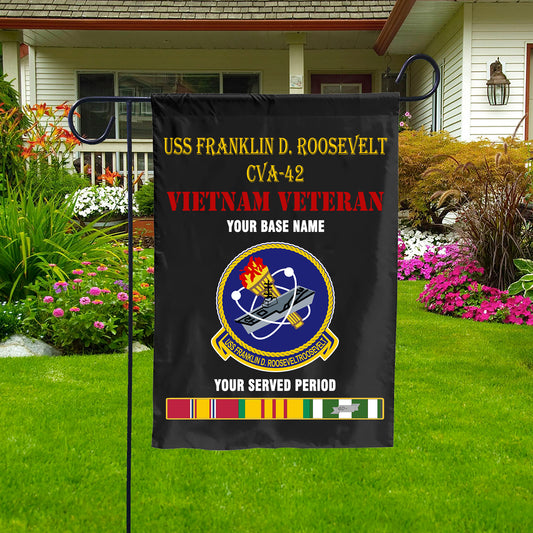 USS FRANKLIN D ROOSEVELT CVA 42 DOUBLE-SIDED PRINTED 12"x18" GARDEN FLAG