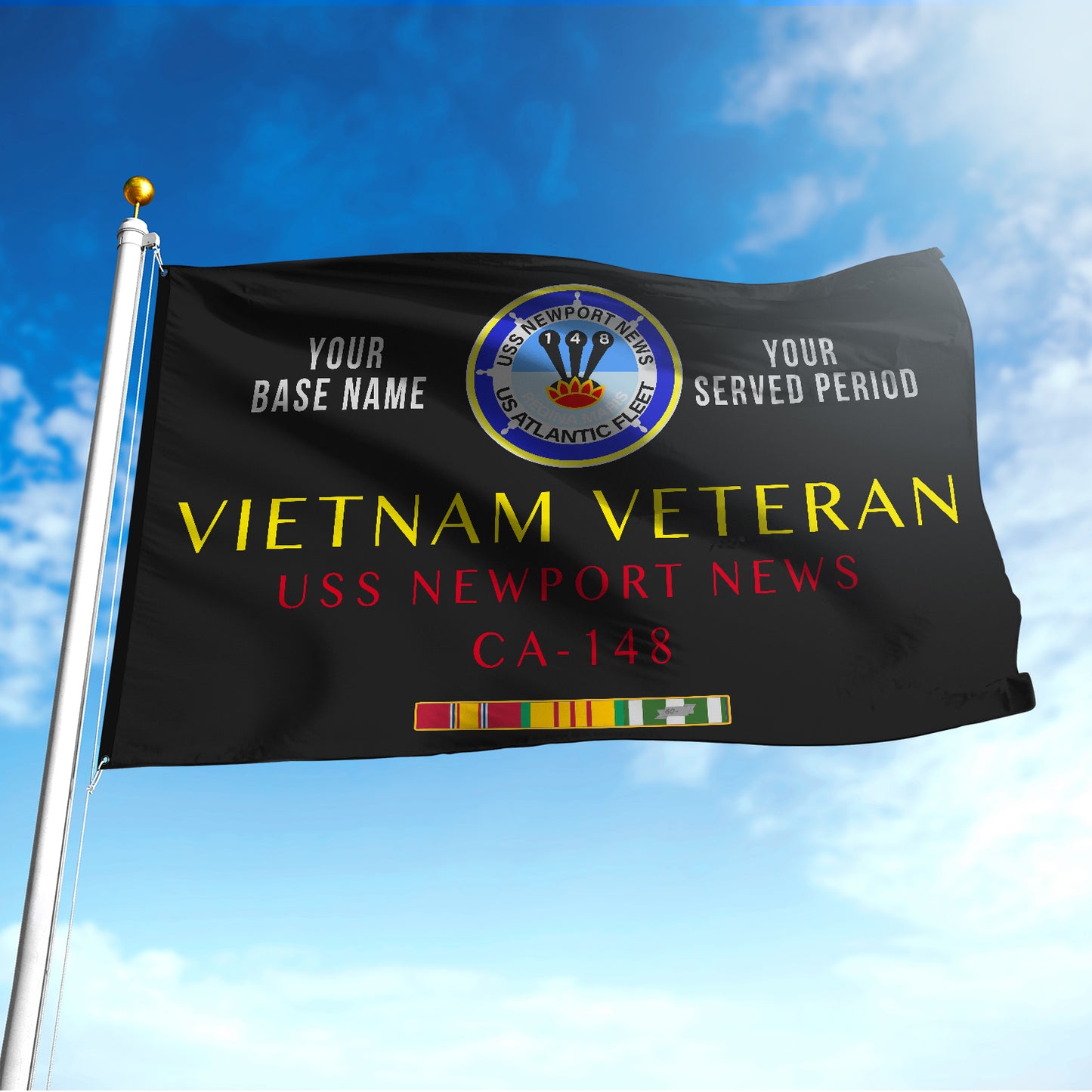 USS NEWPORT NEWS CA 148 FLAG DOUBLE-SIDED PRINTED 30"x40" FLAG