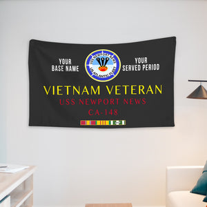 USS NEWPORT NEWS CA 148 WALL FLAG VERTICAL HORIZONTAL 36 x 60 INCHES WALL FLAG