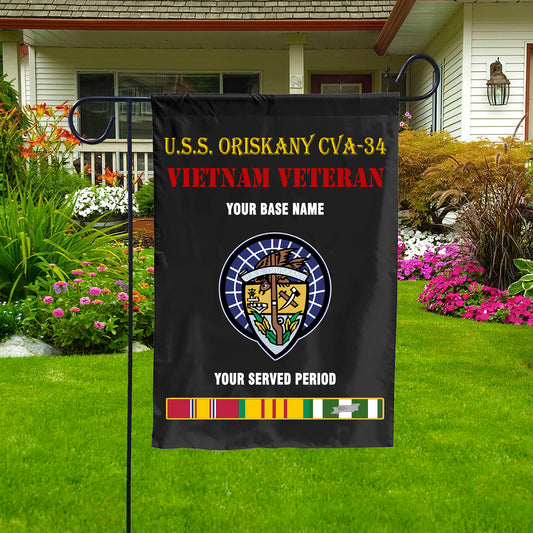 USS ORISKANY CVA 34 DOUBLE-SIDED PRINTED 12"x18" GARDEN FLAG