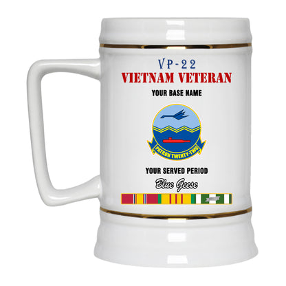 VP 22 BEER STEIN 22oz GOLD TRIM BEER STEIN