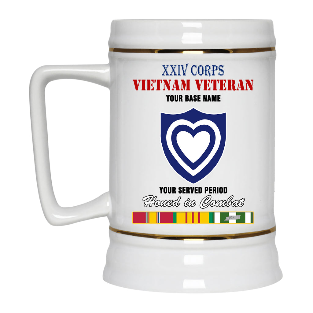 XXIV CORPS BEER STEIN 22oz GOLD TRIM BEER STEIN